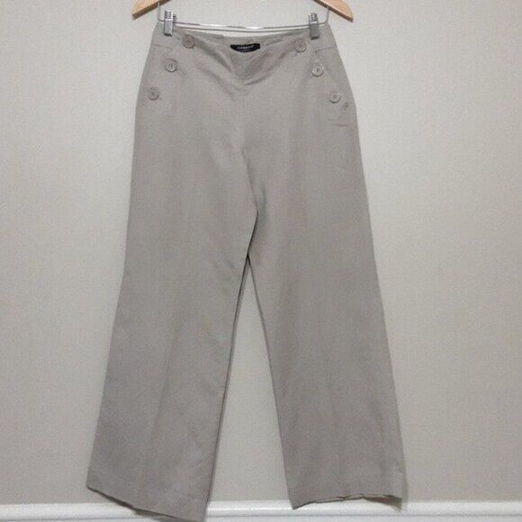 Sandro trouser women 6P linen pant beige casual vacation lagenlook retro - Picture 6 of 6
